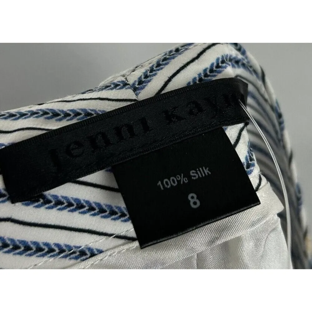 JENNI KAYNE size 8 blue white striped wide leg crop pants - Image 5