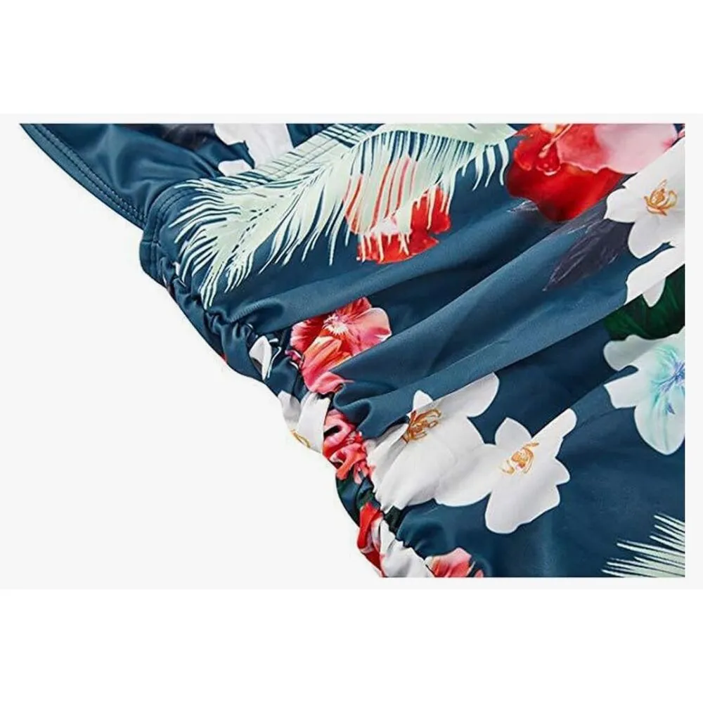 NEW Tummy Control Swimsuits Halter Bathing Suit 1 Pc Swimsuit XL Blue - Image 6