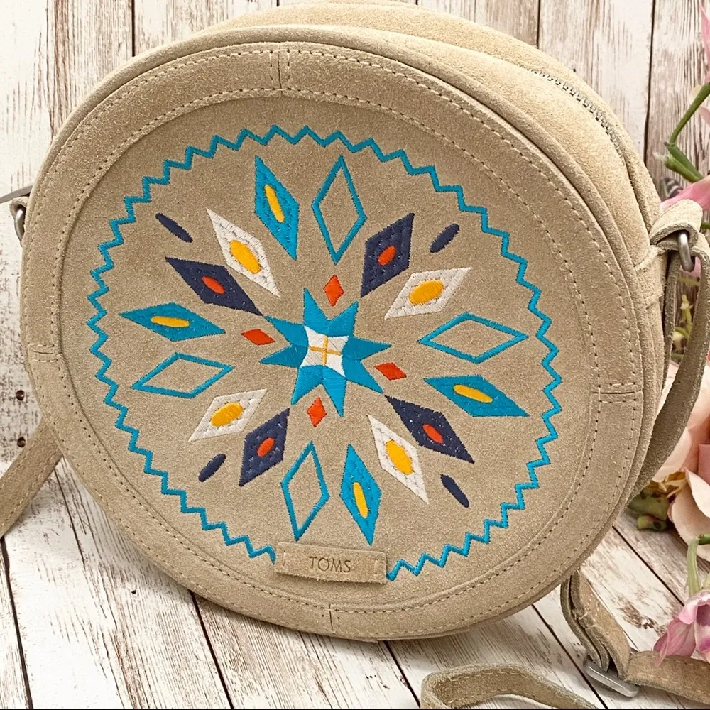 TOMS Suede Canteen Embroidered Souks Crossbody Bag - Image 3