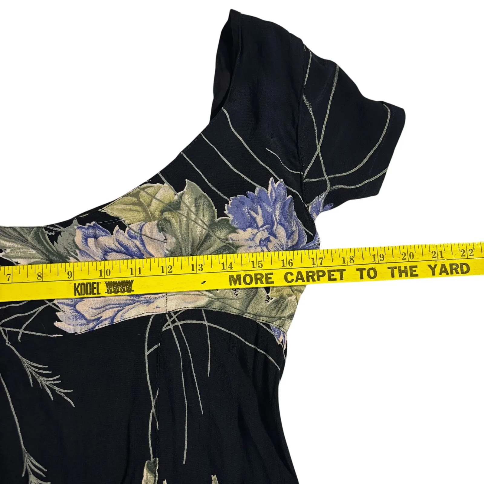 Floral Maxi Dress Black Green Blue Sleeveless‎ Cottagecore Women's Dress - Image 8