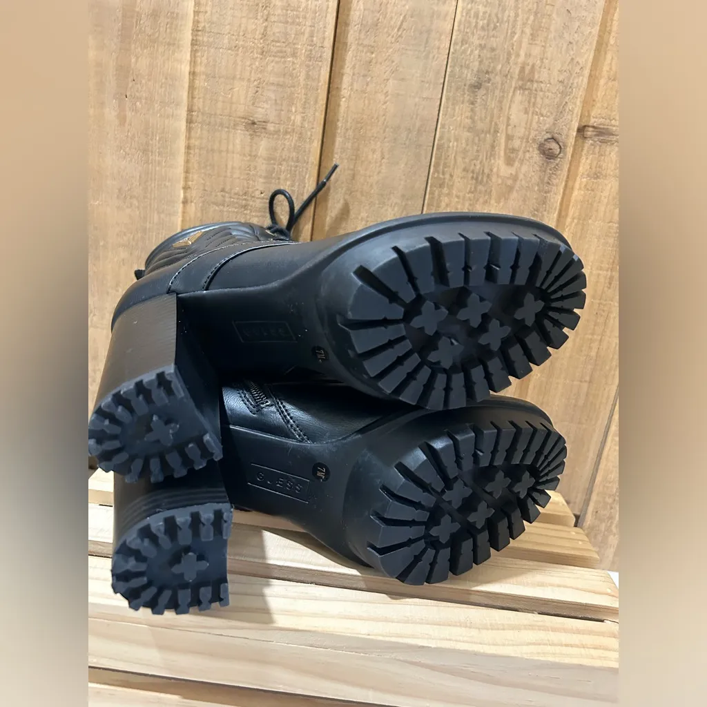 Guess LA Women’s Army Style Lace Up Zippered Ankle Boots Block 4” Heel Sz 7M - Image 8