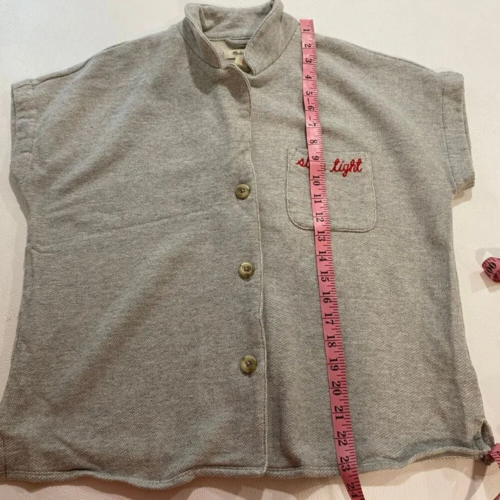 Madewell Sleep Tight Gray Button Down Lounge Top Women’s Size Small Cozy Pajama - Image 5
