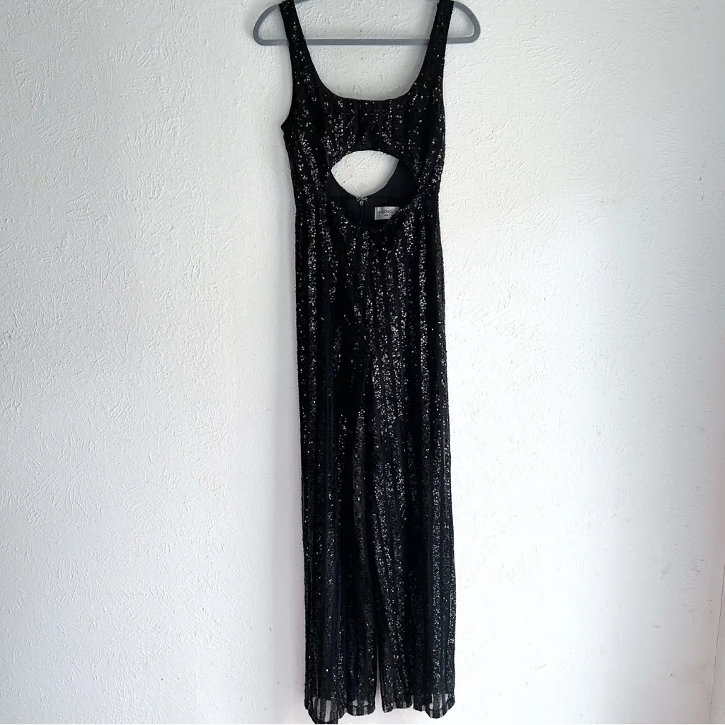 Hello Molly Sequin Jumpsuit Twilight Romance Black Sz 4 - Image 3