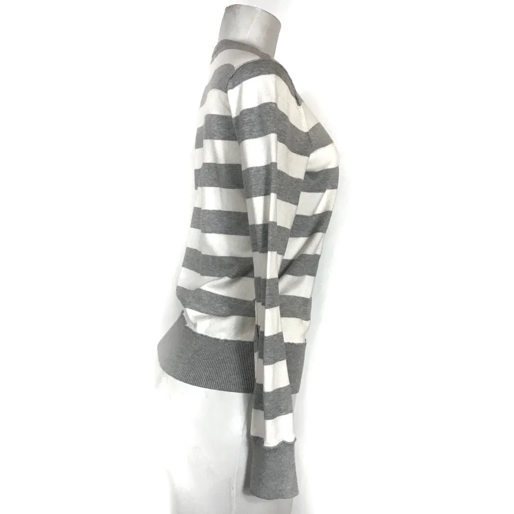 MICHAEL Michael Kors Sweater Size Small Stripe Top Winter Fall Cozy Gray - Image 3