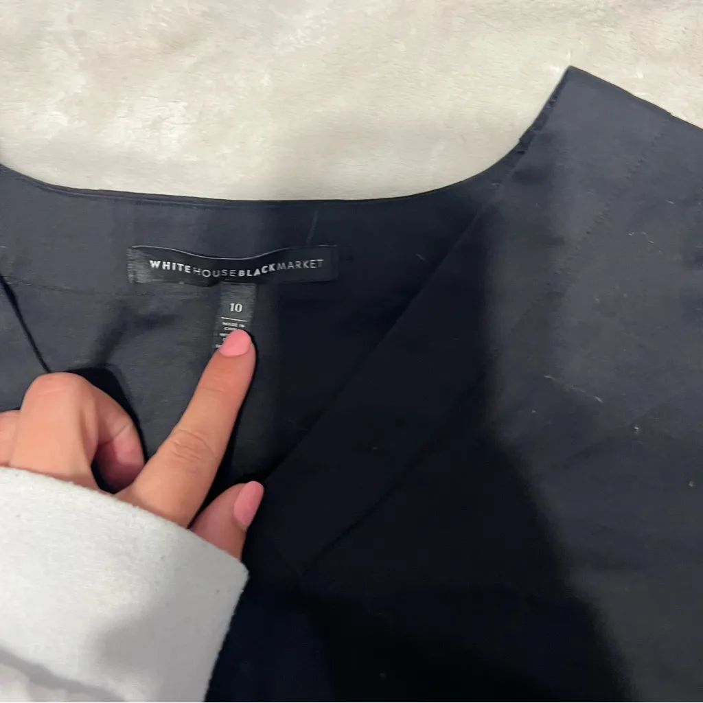 White House Black Market Black Blouse with Flared Sleeves - Image 3