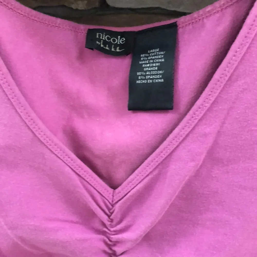 Nicole Vintage Y2K Purple Pink V Neck Ruched Top Size Large - Image 2