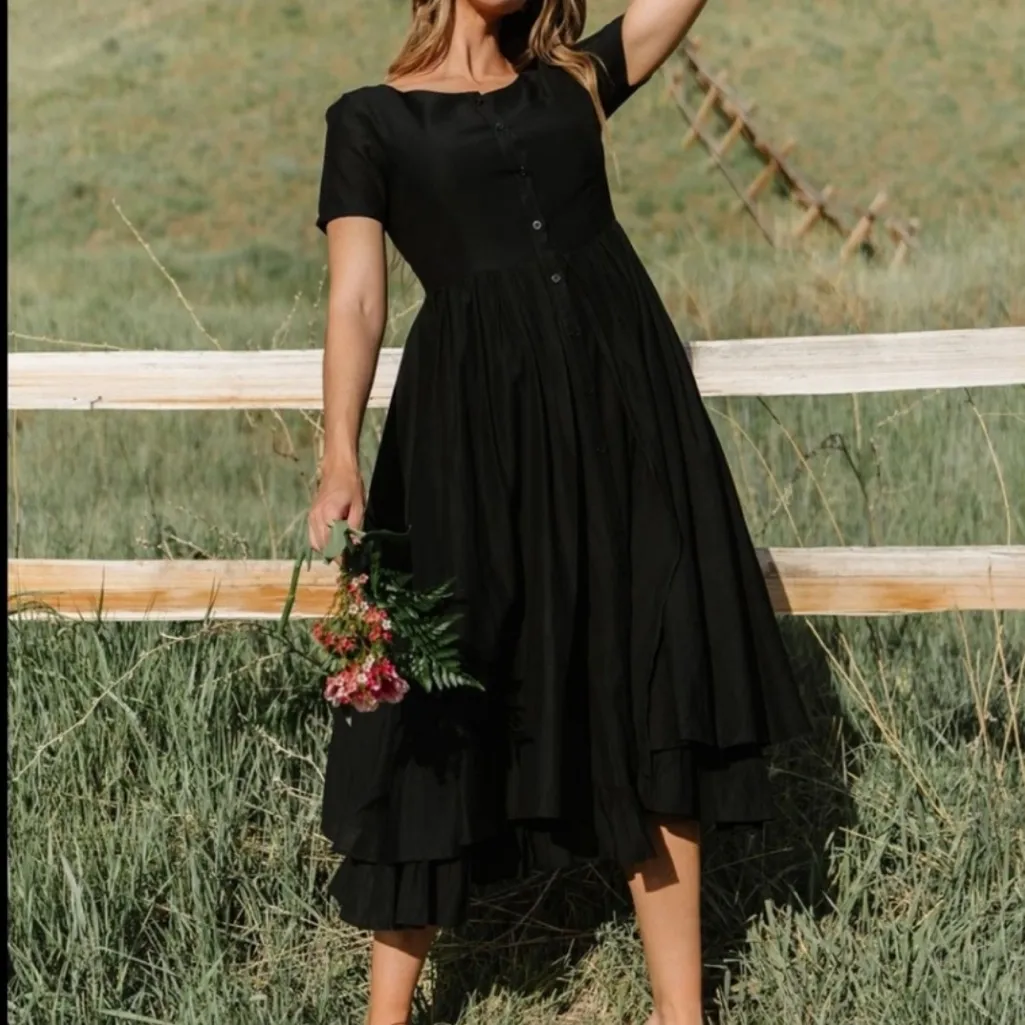 JessaKae Black Button Down Flowy Midi Dress Size XXL - Image 2