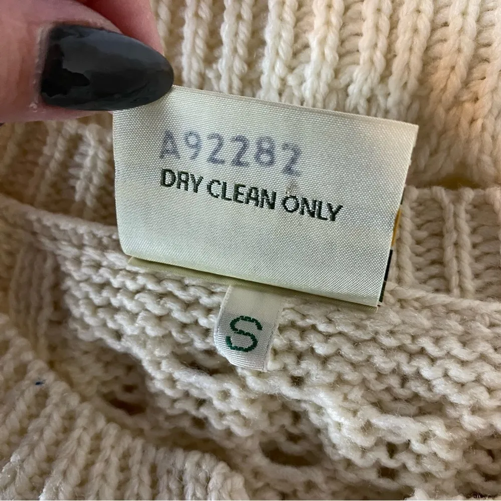 Kilronan Irish Merino Wool Cream Cable Knit Cardigan Sweater Small - Image 9