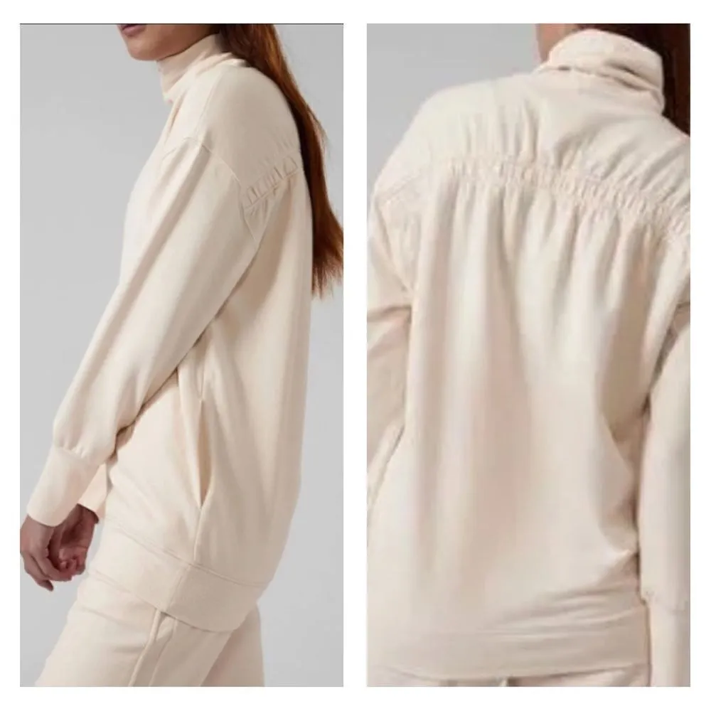 Athleta  Balance Cinch turtleneck cream pull over sweatshirt L - Image 6
