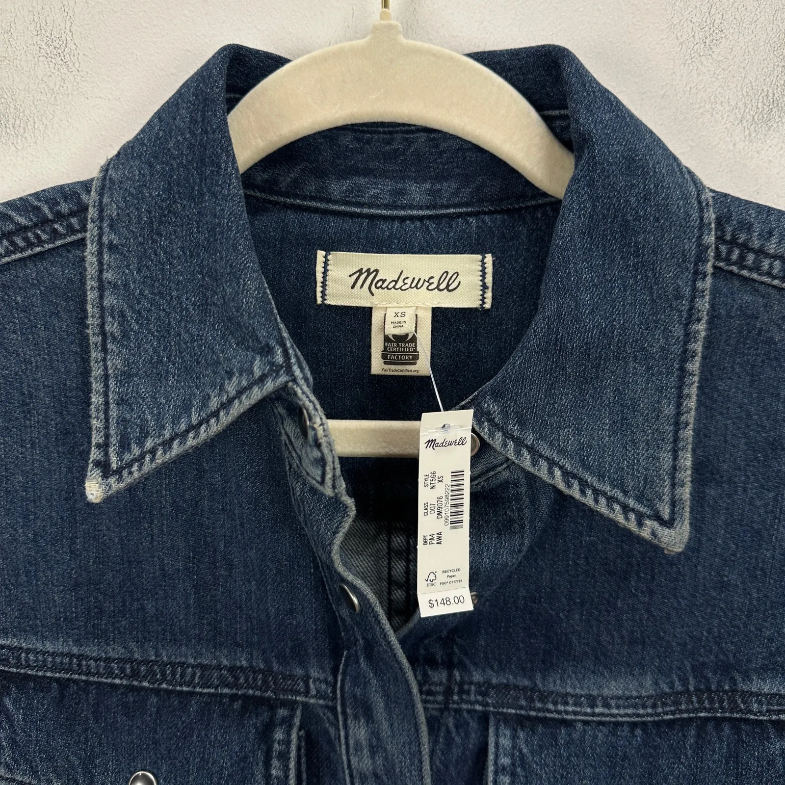 Madewell Denim Tie Waist Midi Shirtdress Avenida Wash Blue Long Sleeve XS NWT - Image 8