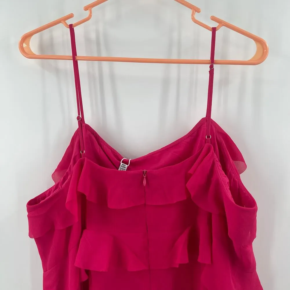 LUCY PARIS Dress Size Extra Large NWT Fuchsia Pink Ruffle Tiered Midi Cocktail - Image 9
