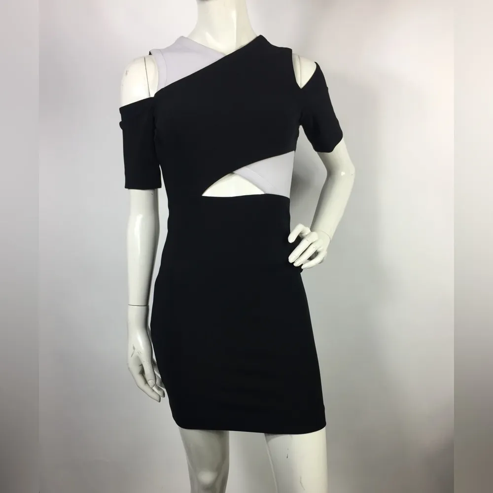 Ygal Azrouel Cutout Bodycon Dress Black White Size 0 - Image 7