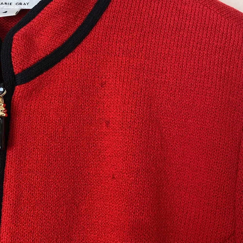 St. John red zipper front cardigan sweater 4 - Image 8
