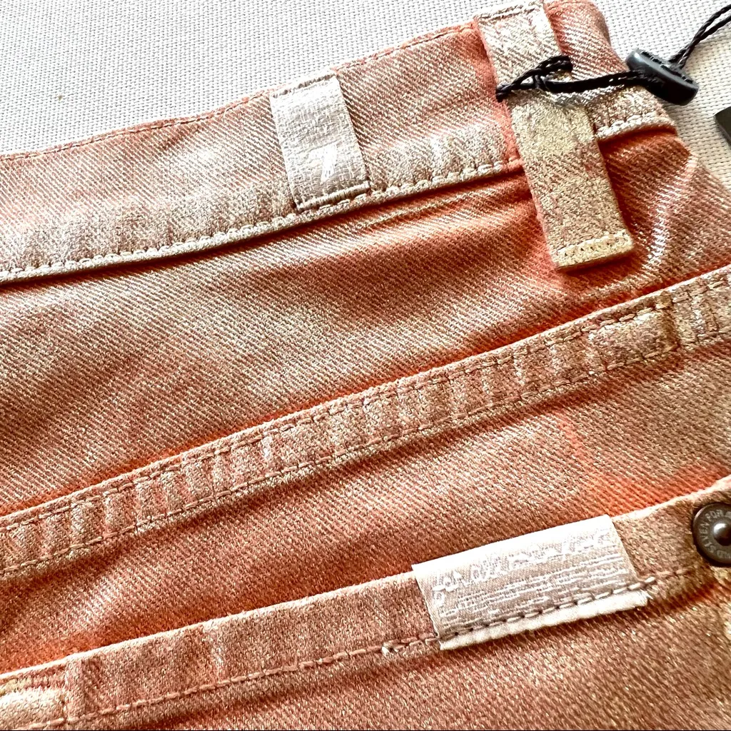 7 for all Mankind Rose Gold Metallic Denim Cut Off Shorts - Image 11