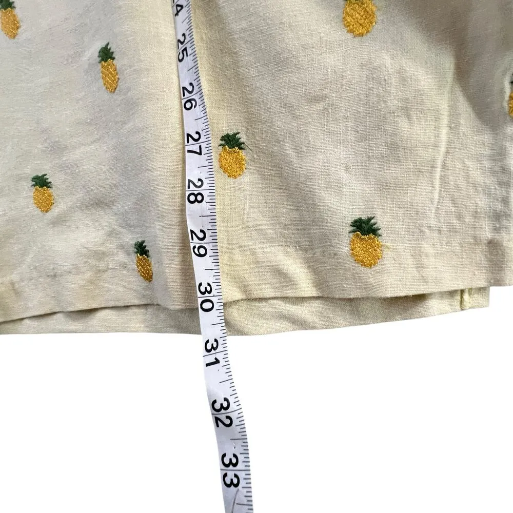 Vintage Charles Keath Tunic Top Womens L Yellow Linen Blend Pineapple Tropical Size L - Image 7