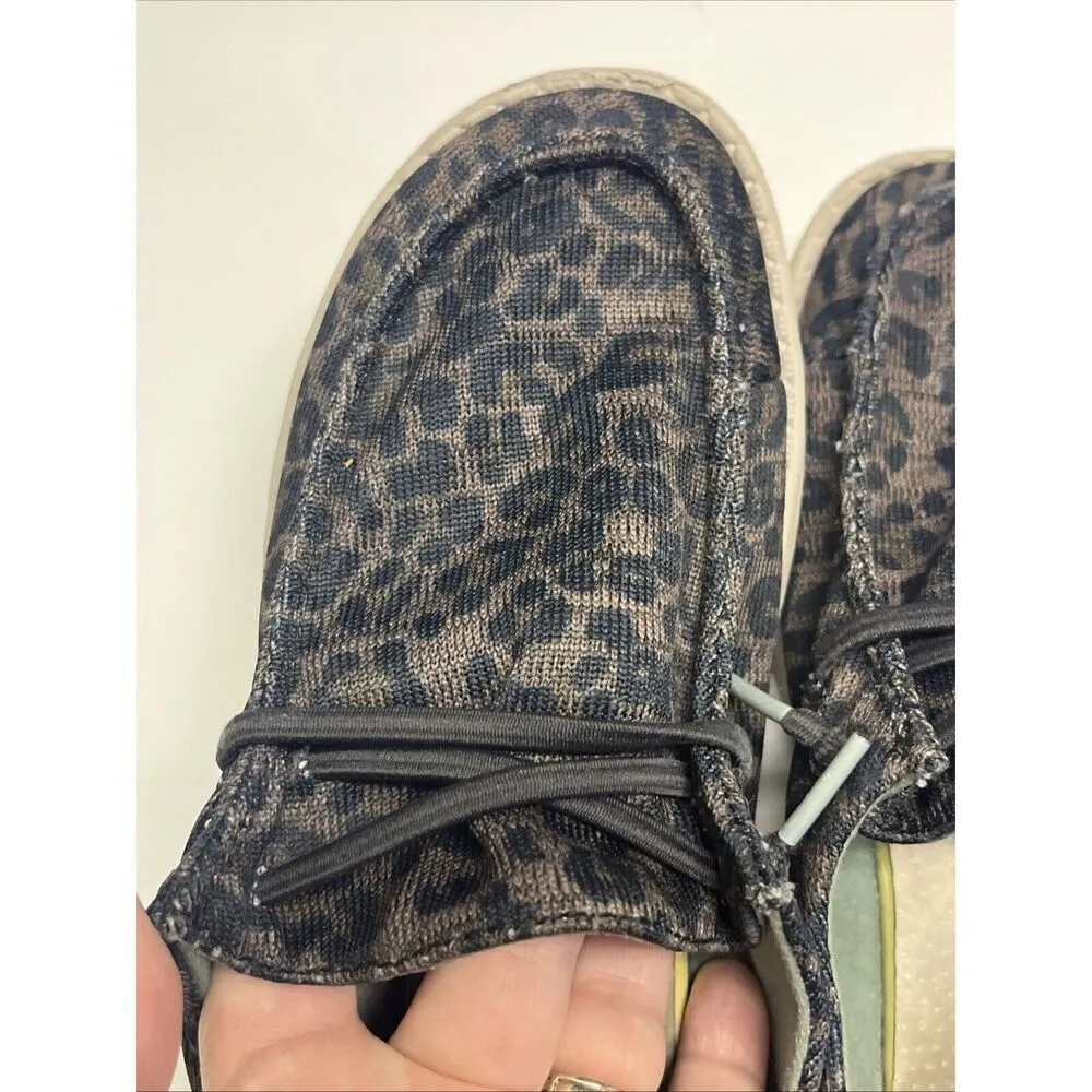 Hey Dude Shoes Wendy Sox Leo Brown Women’s Size 6 Slip On Loafer Fabric Leopard - Image 5