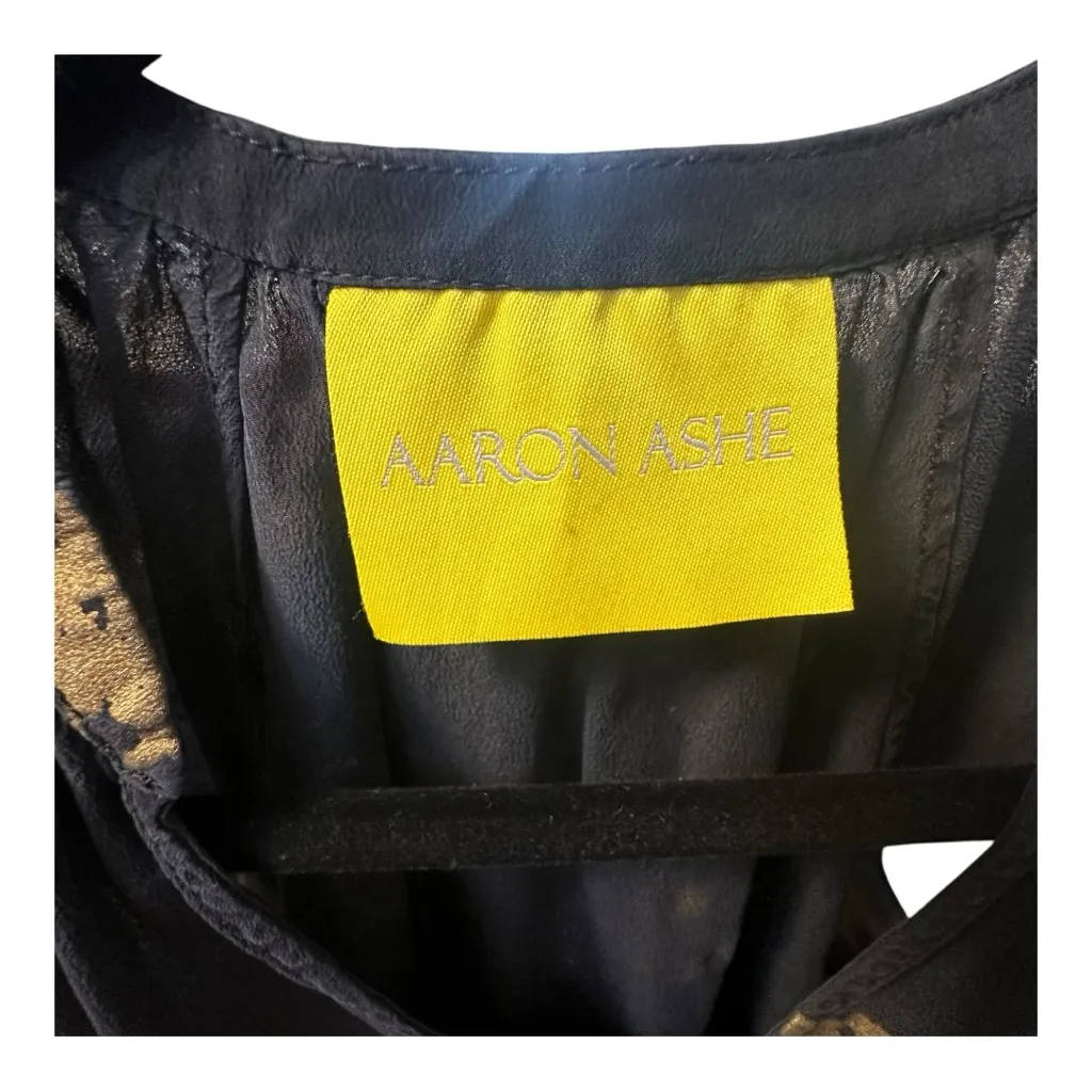 Aaron Ashe Elegant Black and Gold Blouse Size XS - Image 3