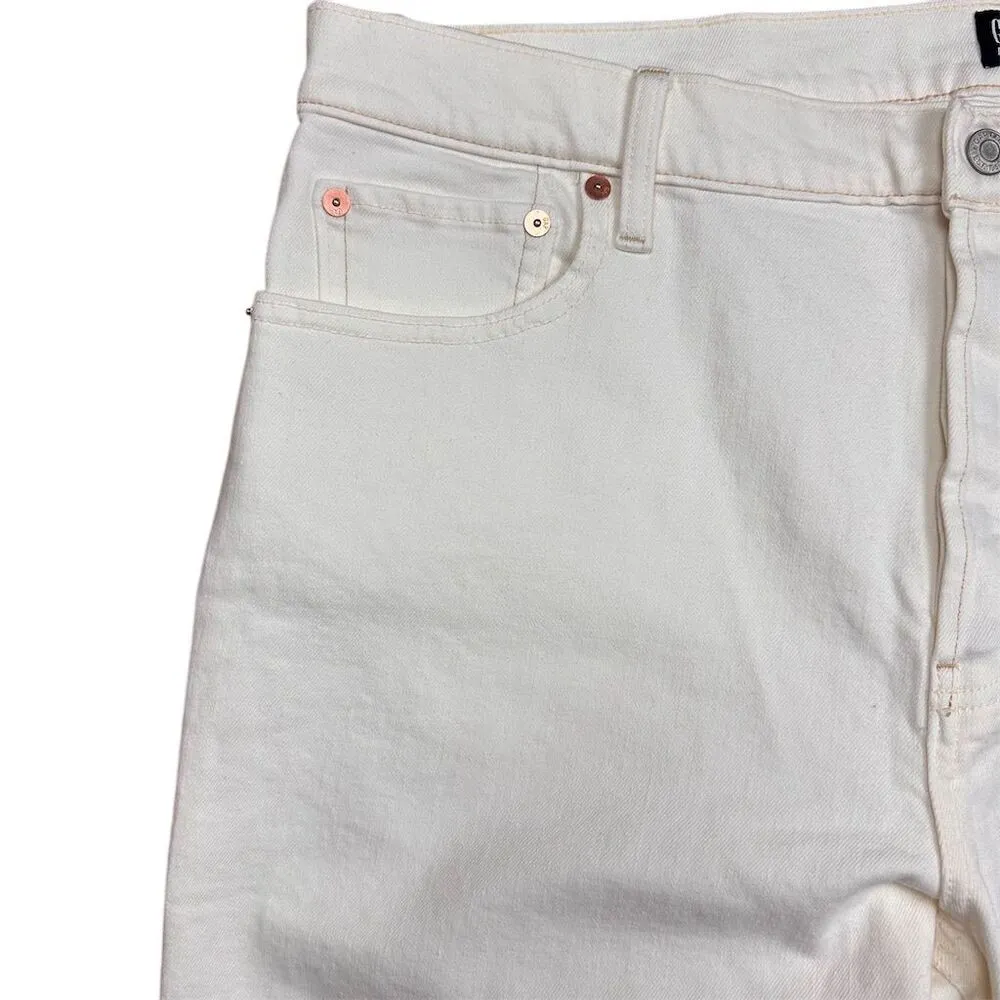 NWT GAP Women's High Rise Cheeky Straight Jeans Ecru Size 18 Raw Hem - Image 2