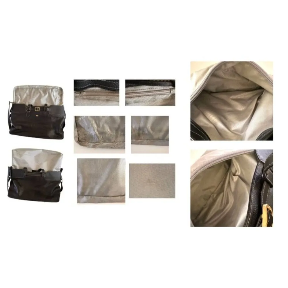 Isanti Leather Crossbody Bag Navy Top Zip Tote Handles Logo Code Italy Travel Blue - Image 10