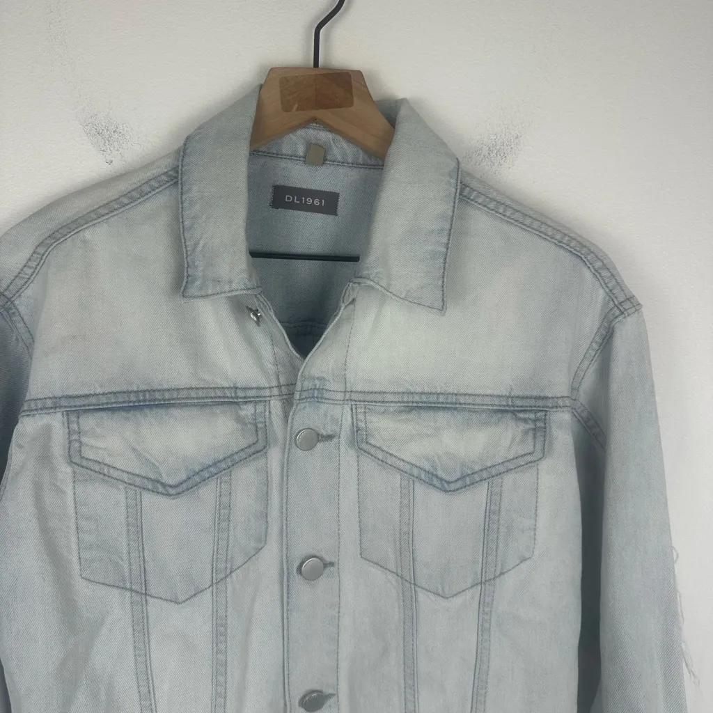 DL1961 Women's Blue Annie Cropped Button Denim Jean Jacket Coat Size S - Image 11