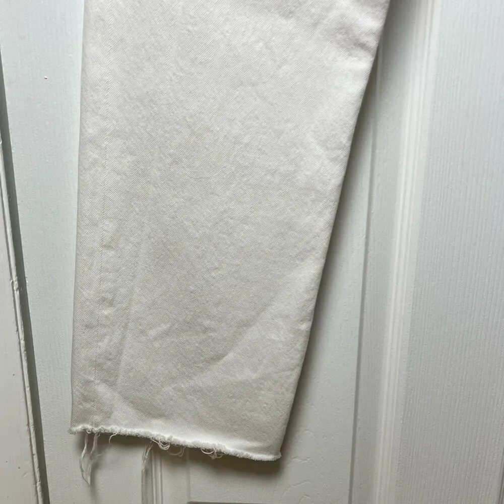 Agolde Criss Cross High Rise Straight Leg Organic Cotton White Jeans 32 - Image 4