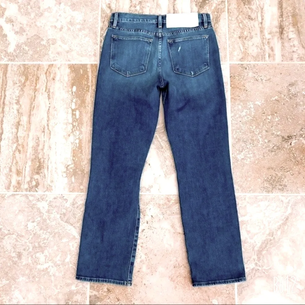 NWT Frame Le High Straight Busted Knee Jeans, Blue Cotton Size 25 Retail $265 - Image 6