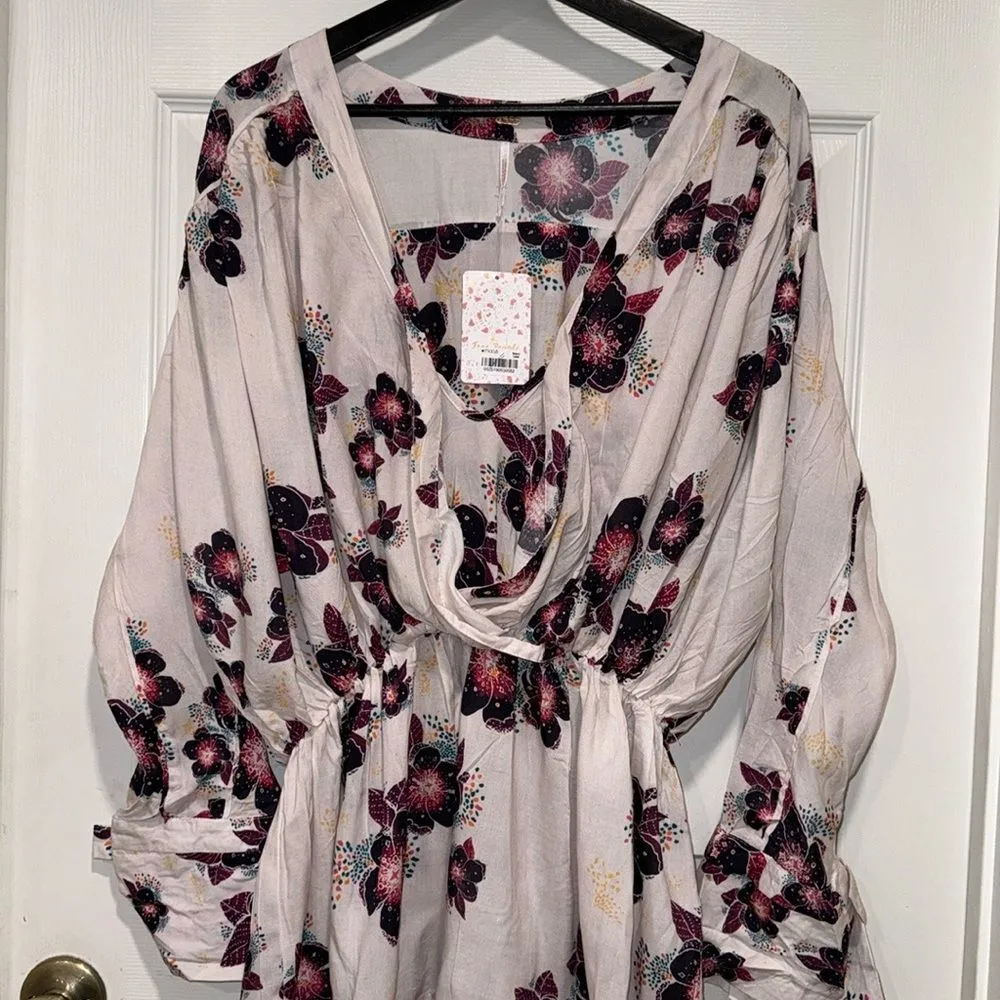 Free People Womens Size Small Tuscan Dreams Wrap Floral Tunic Blouse - Image 7