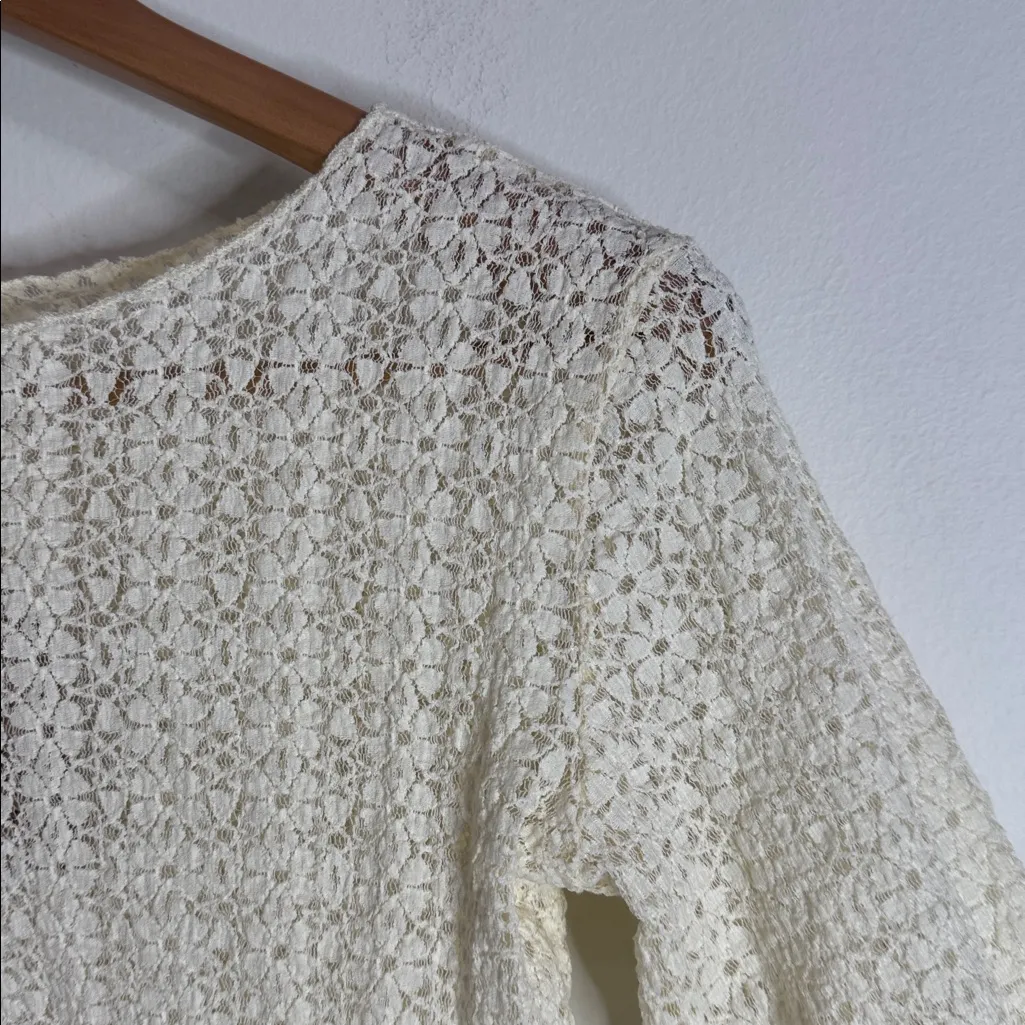 NATURAL LIFE Long Sleeve Floral Lace Layering Crochet Top size S - Image 7