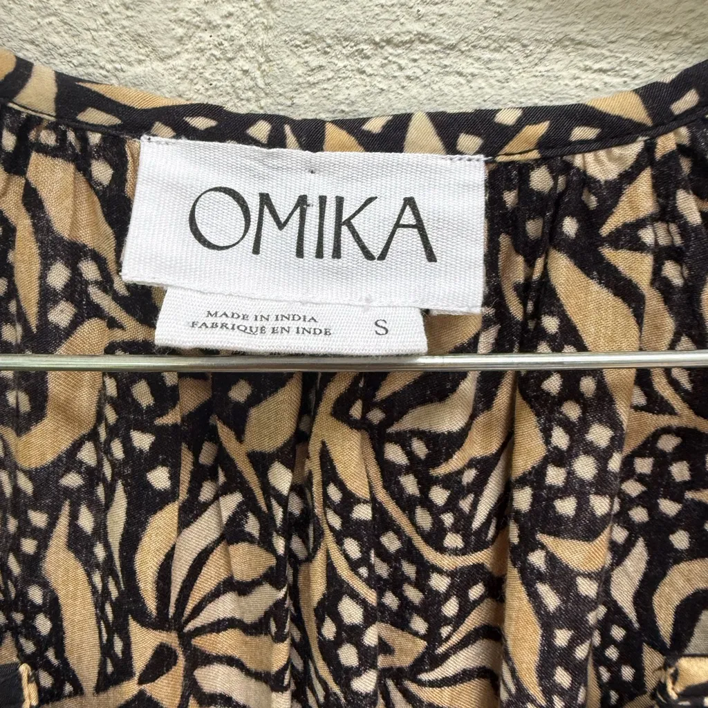 Omika x Anthropologie Black and Cream floral Long Sleeve Dress - Image 4