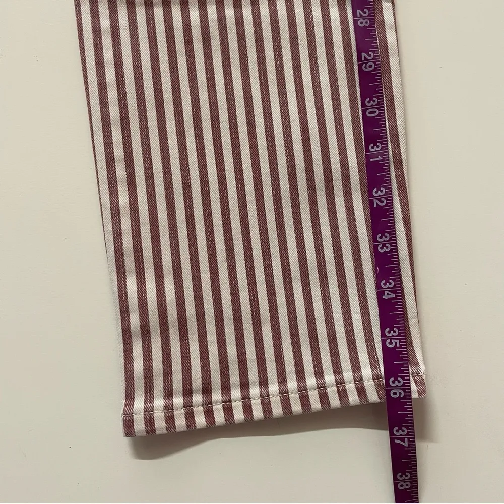 Madewell Red & Cream Striped “The High Rise Slim Crop BoyJean” Jeans Size 24 NWT - Image 7