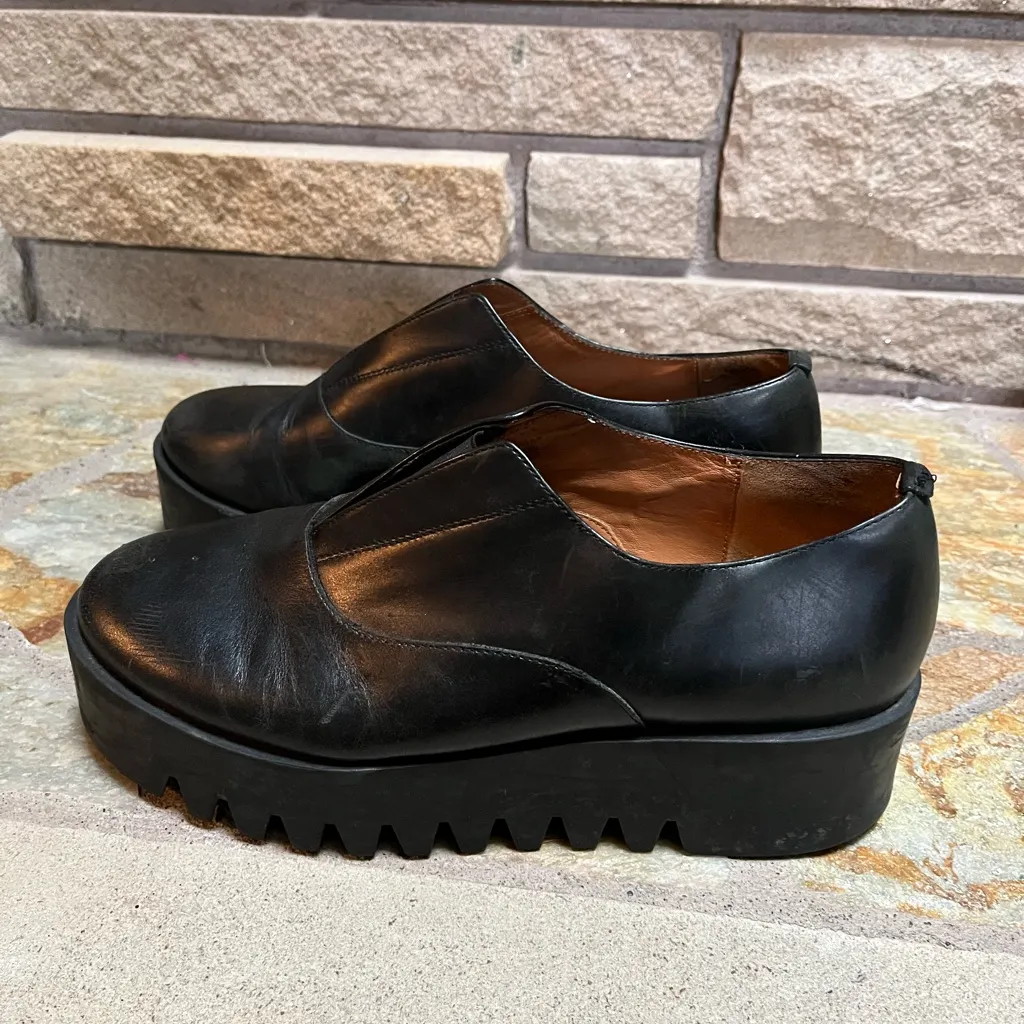 & Other Stories Black Leather Platform Derby Shoes Creepers 8.5 - Image 6