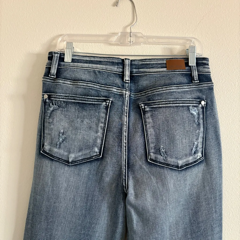 JUDY BLUE High Waist Distressed Destroyed Boyfriend Fit Blue Jeans - Image 8