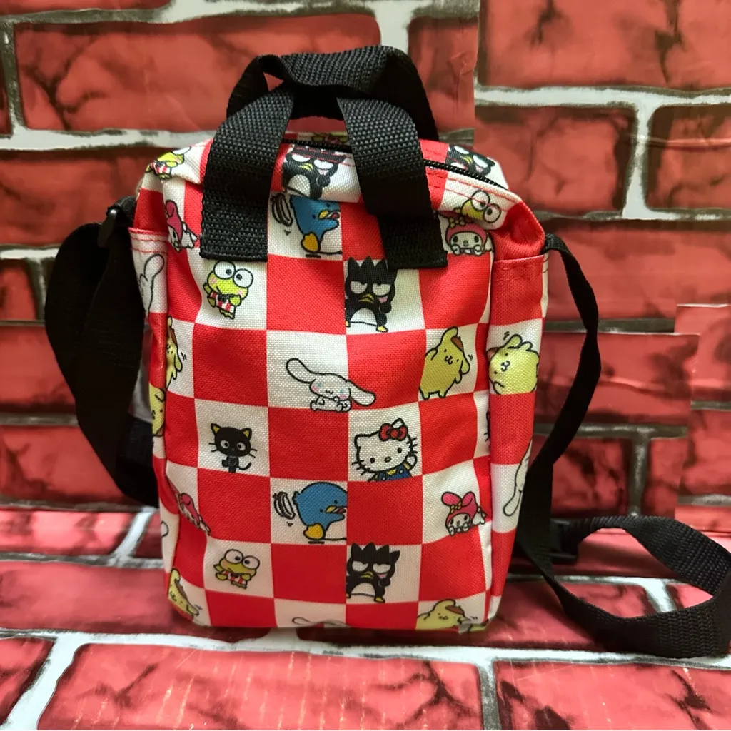 Hello Kitty and friends Red and White Checkered Character Print Backpack - Image 2