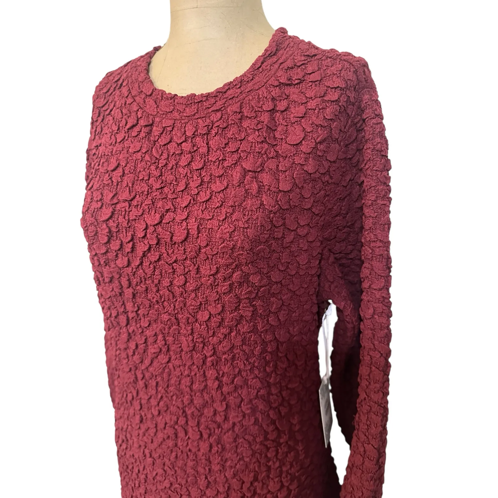 Tuckernuck Hyacinth House Midi Dress Maroon Textured Madison Pullover size Large - Image 8
