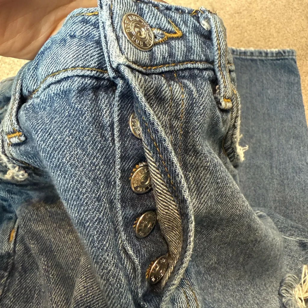 BDG Medium Wash Distressed Button Fly Slim Straight Jeans Size 26 - Image 5