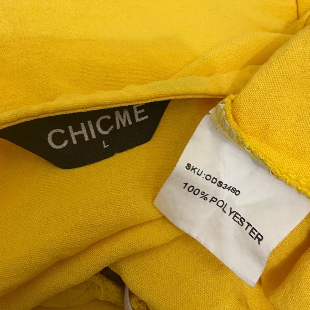 Chicme Bright Yellow Pleated Flowy Romper Size Large - Image 8