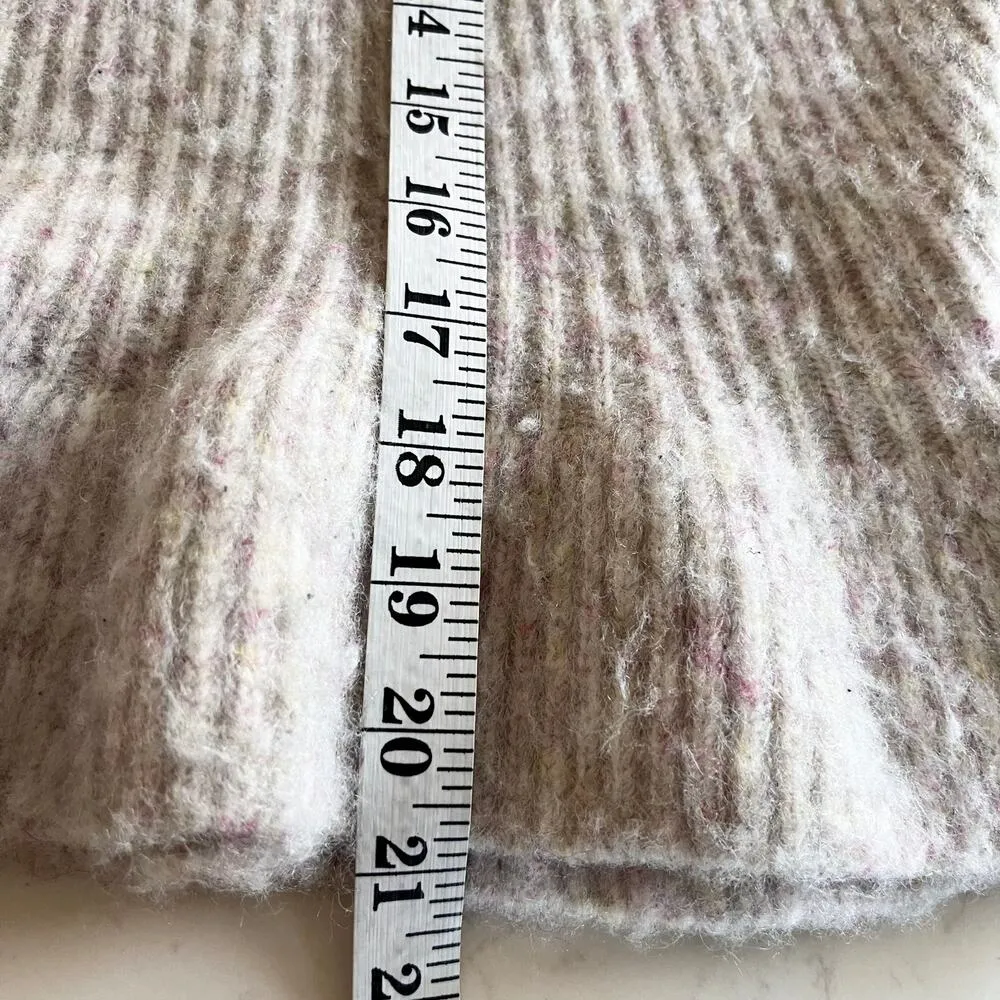 Zara Ivory Blush Pink Heather Ruffled Mock Turtleneck Rib Knit Pullover Sweater - Image 5