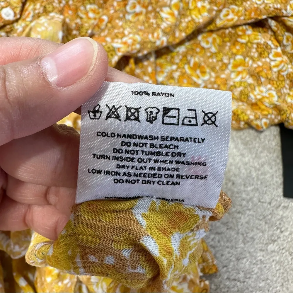 NWT Faithfull the Brand Rafa Dress V-Neck Puff Sleeve Saffron Delphine Floral 4 - Image 12