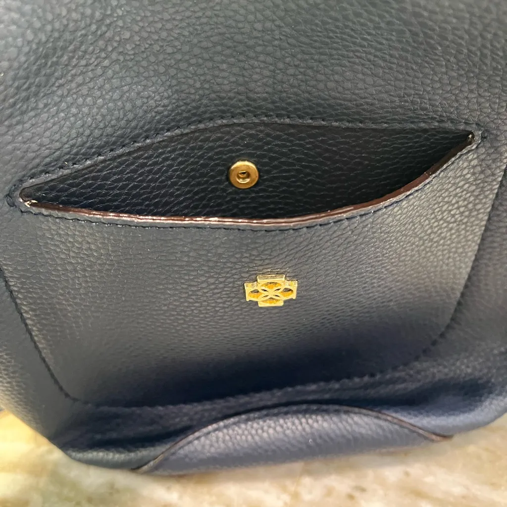 Ann Taylor Navy Blue Leather Bucket Bag - Image 4
