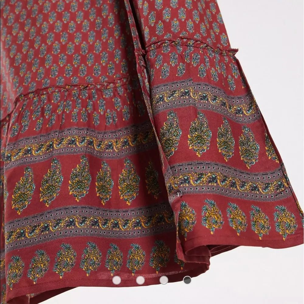 Raga Avah Floral Faux Boho Wrap Mini Dress color Wine size LARGE BRAND New - Image 7