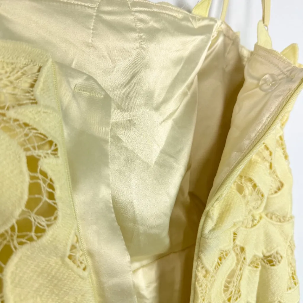 Bardot Lina Lace Sheath Dress Sleeveless Yellow Size 6 Small S EUC - Image 13