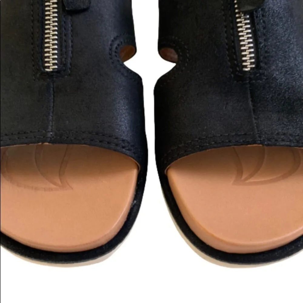 Nurture Wedge Sandal Sersey Black Leather Zipper Wedge Sandals Size 10 NIB - Image 8