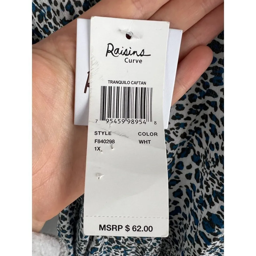 Women's Raisins Curve Blue White Animal Print Swim Beach Cover-Up 1X - Image 6