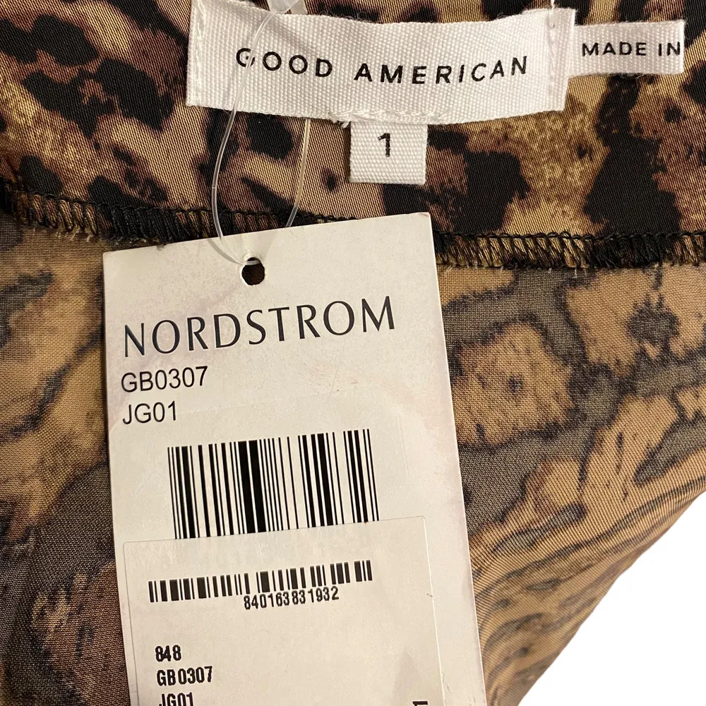 Good American Flowing Faux Wrap Front Long Sleeve Bodysuit Jaguar Womens Size 1 - Image 8