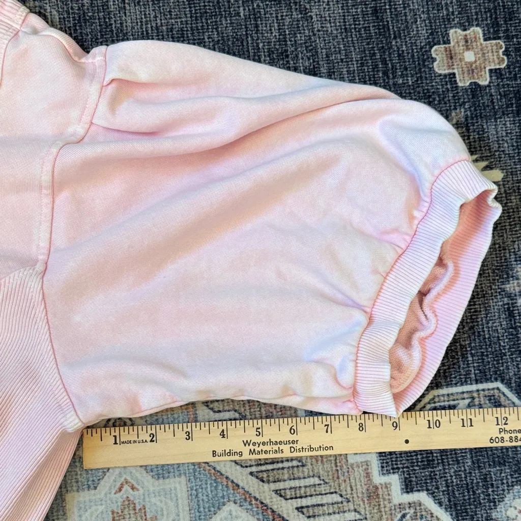 Aerie Seams Right Short Puff Sleeve Cropped Sweatshirt Light Pink Size XXL - Image 10
