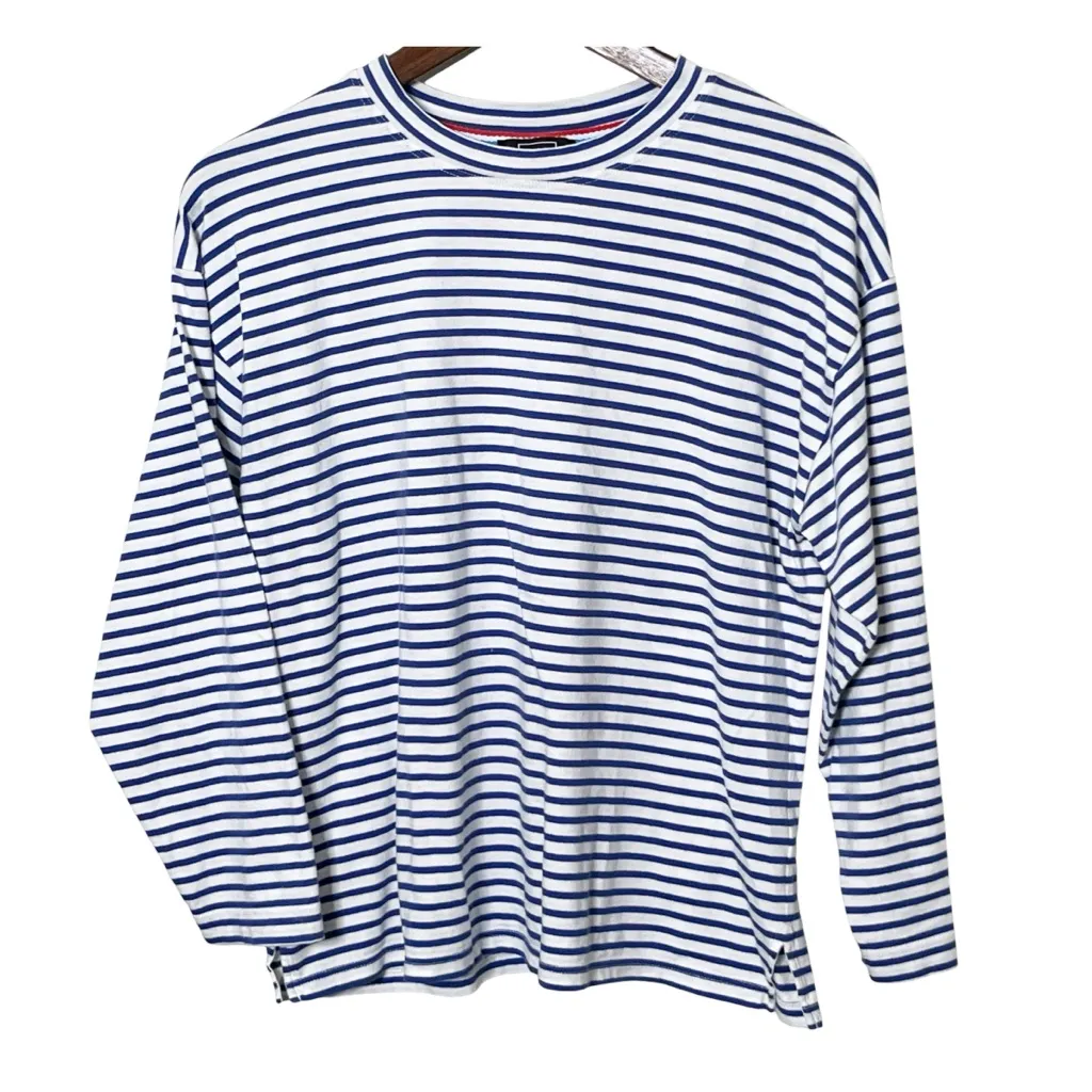 AYR The Port Tee Women’s XS Blue White Stripe Long Sleeve Pima Cotton Casual - Image 2