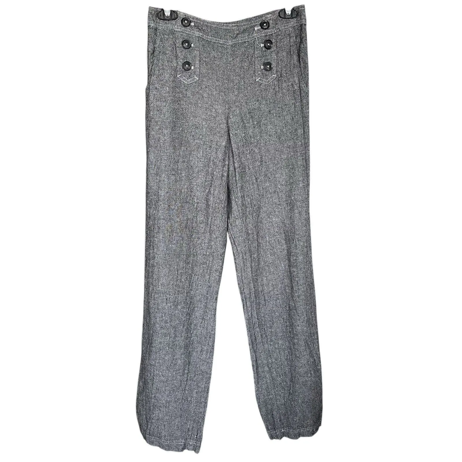 Maurices Women Pants Small High Rise Linen Blend Sailor Nautical Minimalist Boho - Image 2