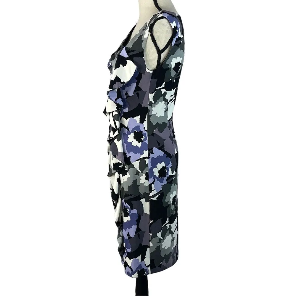 Suzi Chin Maggy Boutique SZ 6 Sheath Dress Floral Sleeveless Stretch Knee Length - Image 7