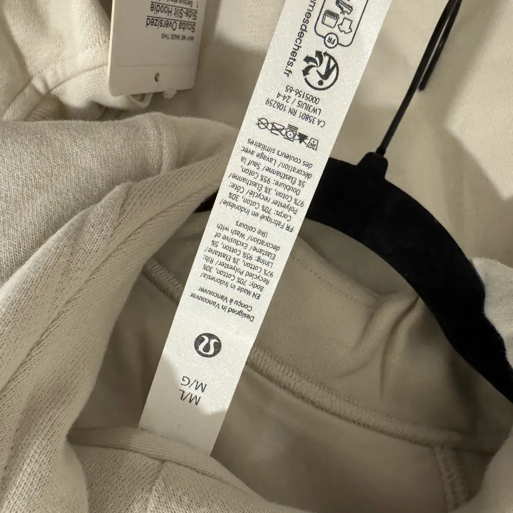 NWT Lululemon - $128 Bone Scuba Oversized Side-Slit Hoodie - Size M/L - Image 10