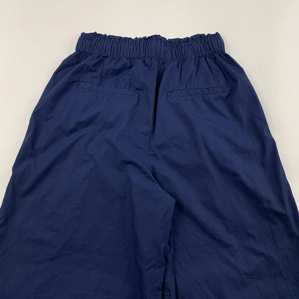 PETITE Maeve Navy Blue Poplin High Rise Wide Leg Cropped Pant SP - Image 7